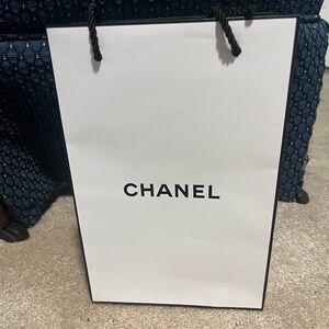 CHANEL White and Black Gift Bag EMPTY
